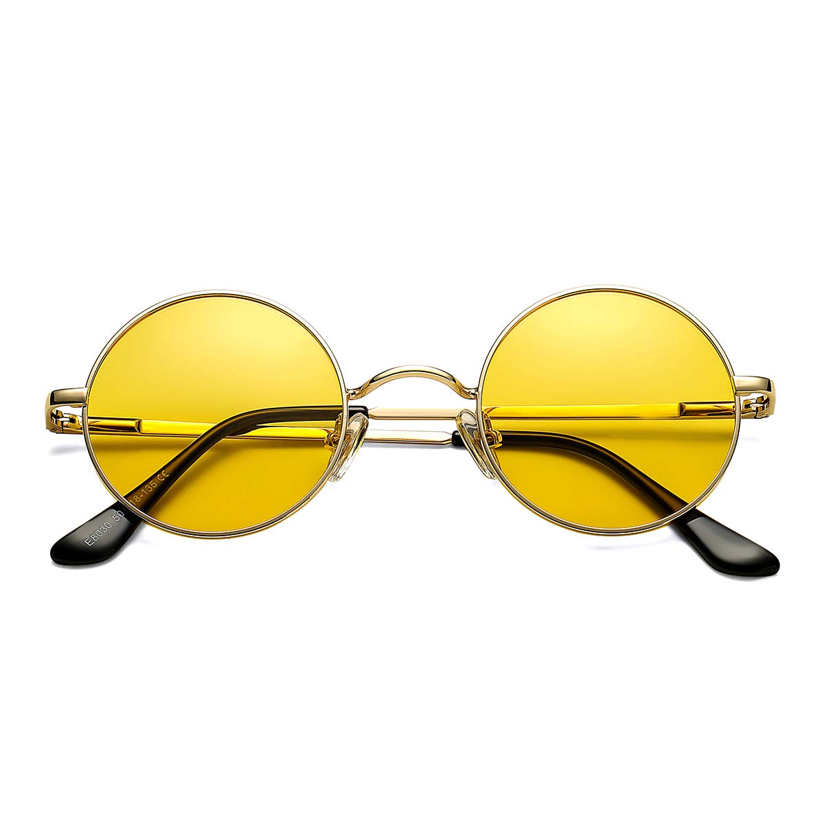 

Солнцезащитные очки Pro Acme Small Round Polarized для мужчин и женщин, круглые, ретро-очки с металлическим оттенком, хиппи, желтые линзы, ширина UV400, оправа D3-Gold/прозрачная