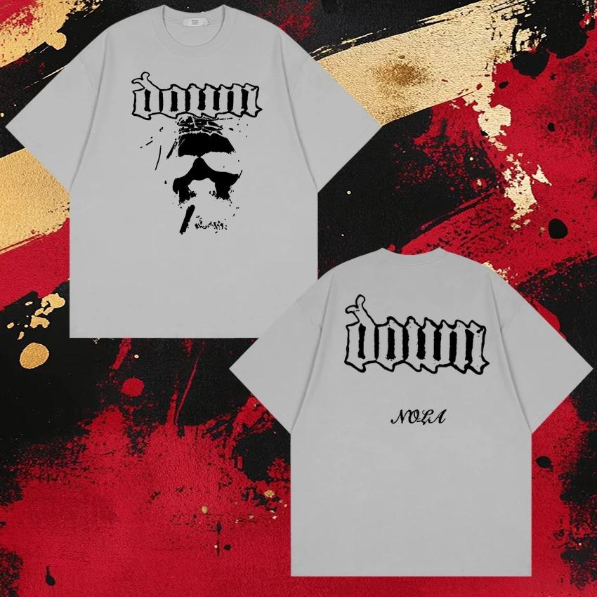 2026 Rock Band Down Nola Face Double Sided Print Short Sleeve T-shirts Men Women Vintage Hip Hop T Shirt Unisex Pure Cotton Top