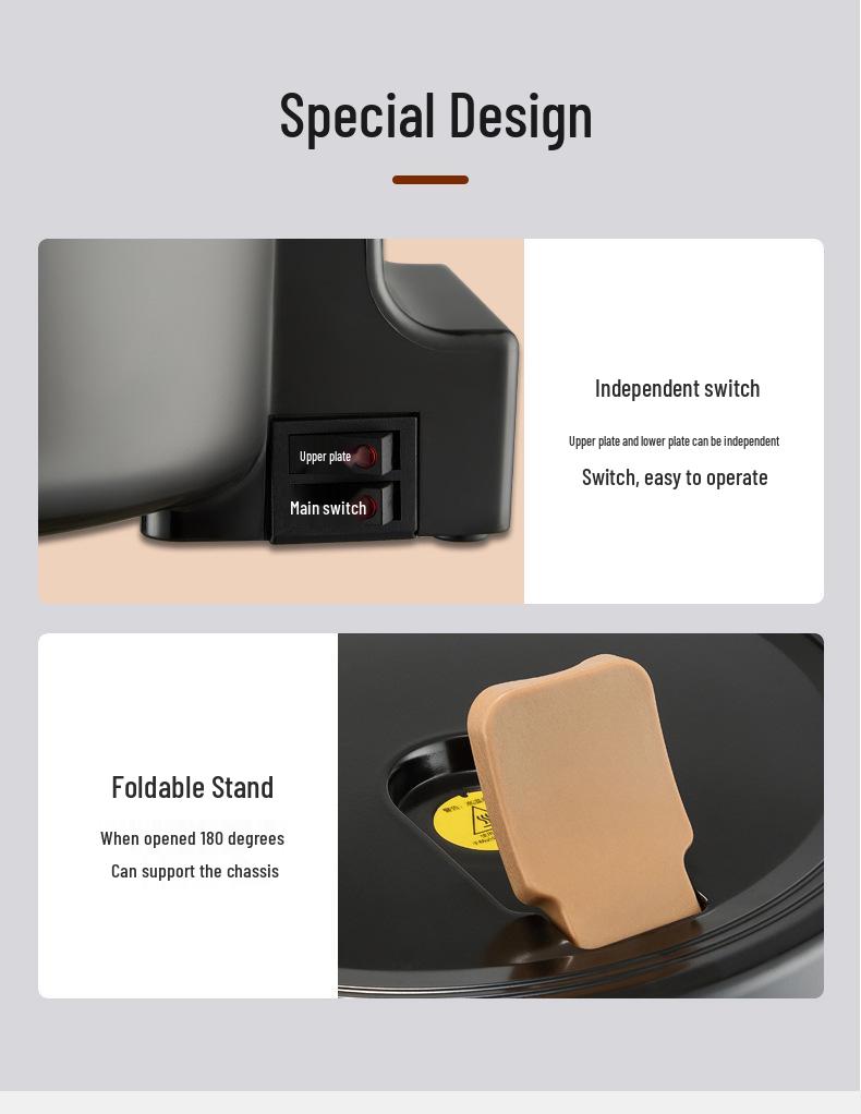 Rongshengda Double-Sided Electric Crepe Maker with Enlarged Titanium-Coated Plate