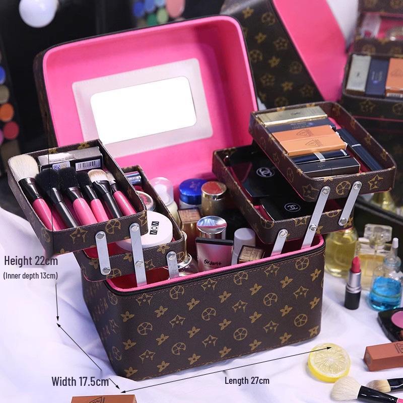 Große Kosmetiktasche für Damen mit Spiegel - 2025 Neues High-End Kosmetik-Aufbewahrungsetui