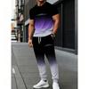Men's summer short-sleeved and long pants casual two-piece set, sporty loose with pockets