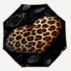 1pc Leopard Print Heart Automatic Open/Close Umbrella Compact Folding Umbrella with 8-Rib Shaft for Women/Men, Elegant Birthday1138S