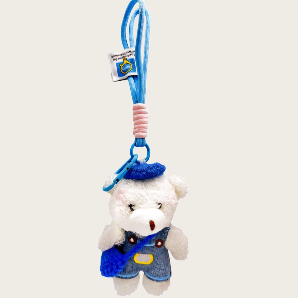 White Bear Bag Pendant, Cute Plush Doll Keychain, Niche High-End Doll Schoolbag Pendant.