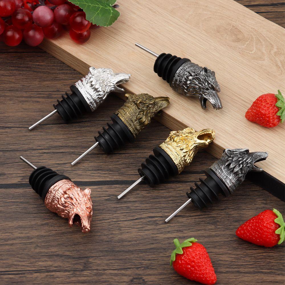Zinc Alloy Bar Accessories Wolf Head Wine Mouth Wine Pourer Bottle Stoppers Bartender Tool