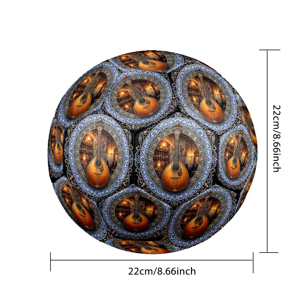 Vintage Mandolin Bar Scene Round Football Size 5 Adult Ball Suitable for Training Matches and Outdoor Team.