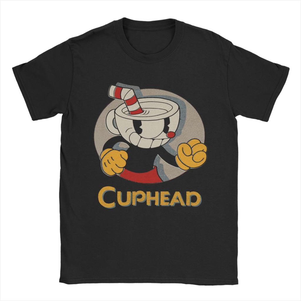 Mens TShirts Cuphead Fists Vintage 100 Cotton Tees Short Sleeve  T Shirts Crew Neck Clothing Adult