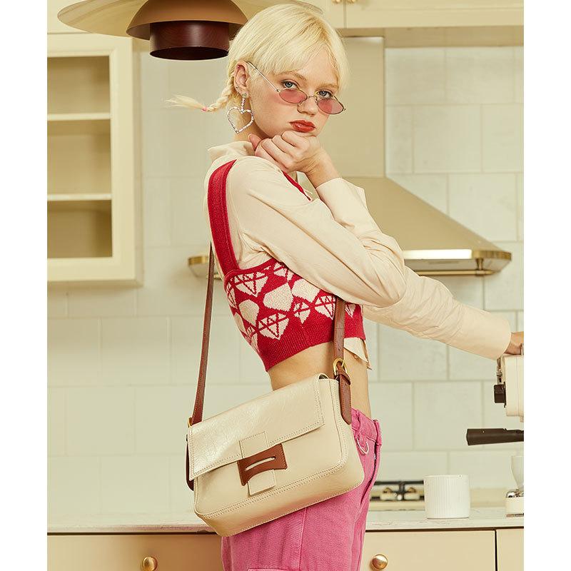 New Fashion Design Tote Bag Soft Leather New Chinese Women's Bag High Grade Genuine Leather One Shoulder Crossbody Small Square Bag