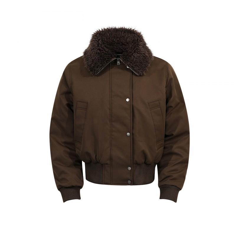 Winter Thickened Cotton Puffer Jacket With Faux Fur Collar Unisex Oversized Hoodless Coat Men Women
