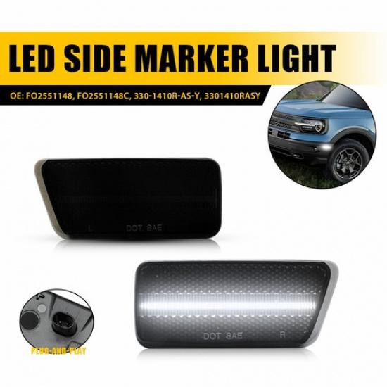 Smoked White Front LED Side Marker Signal Lamps Lights For - Ford Bronco