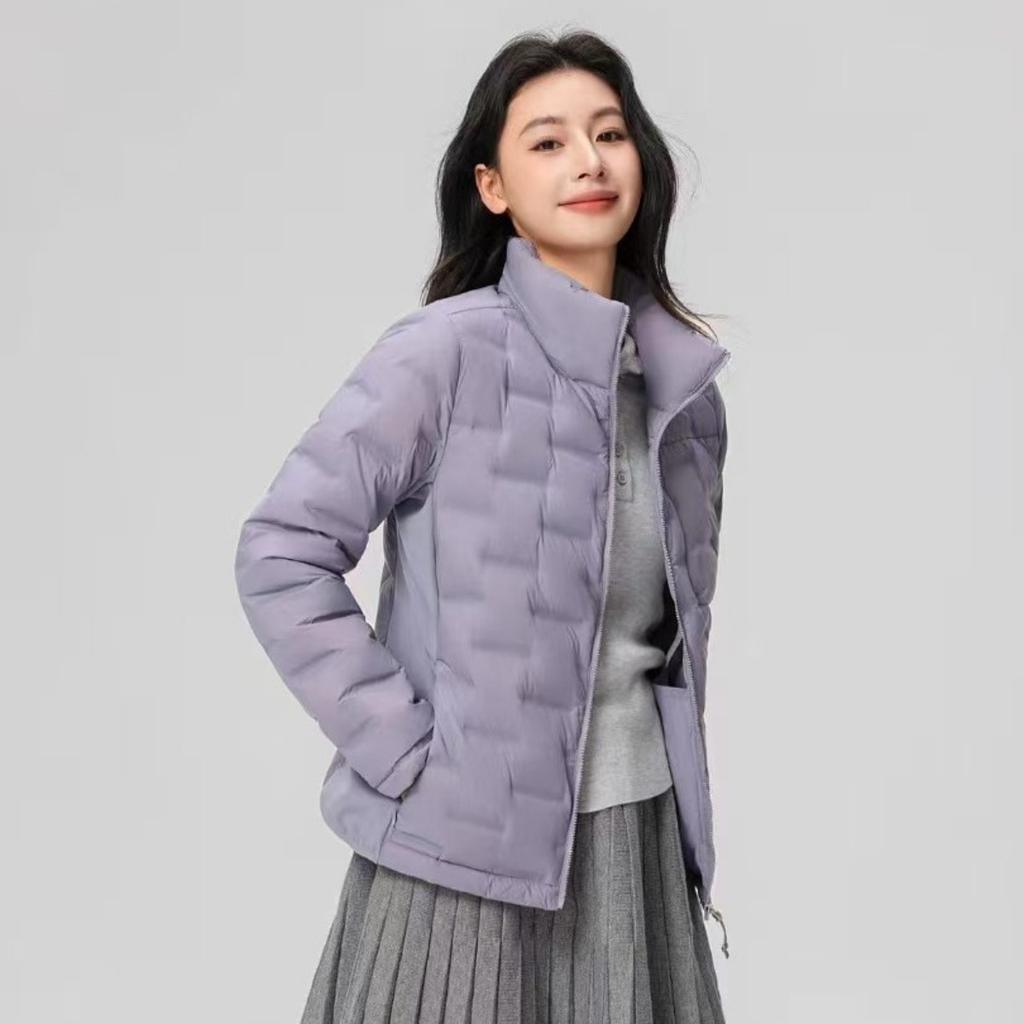 Women's Stand Collar Long Sleeve Puffer Jacket Regular Fit Commuter Down Coat