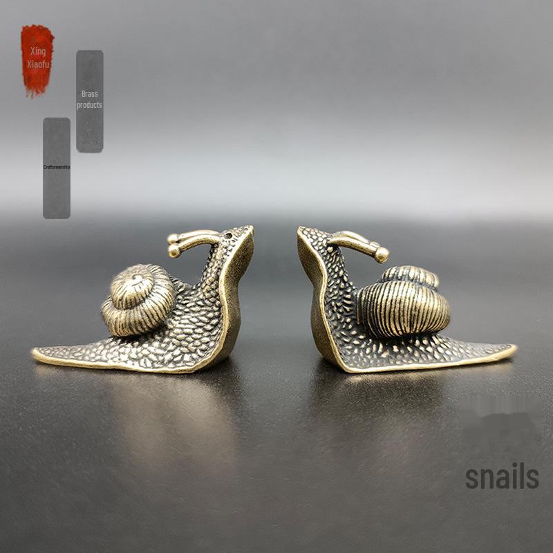 Ornamenti a forma di lumache in ottone anticato - Mini decorazioni portatili per auto, ufficio, casa, tavolino.