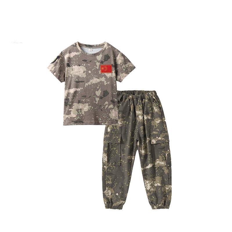 Kids' Summer Camo Uniform Set for Military Training and Outdoor Events - Unisex