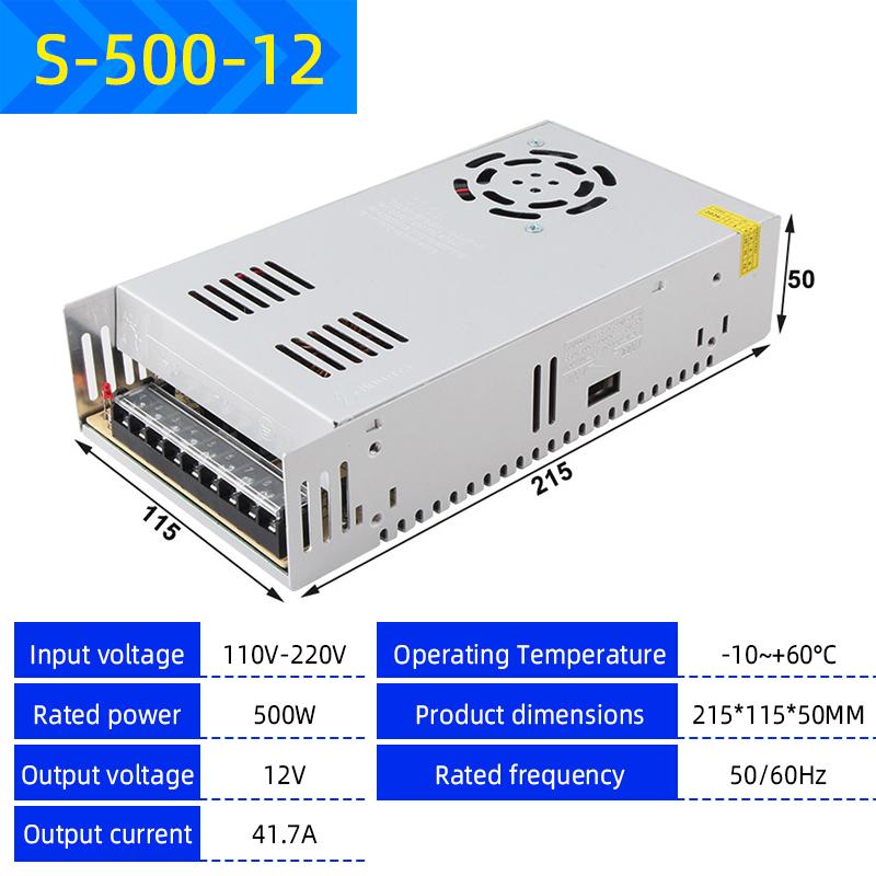 220V to 12V/24V/5V Switching Power Supply, 2A-20A High-Power Transformer for LED Strips & Monitoring Systems