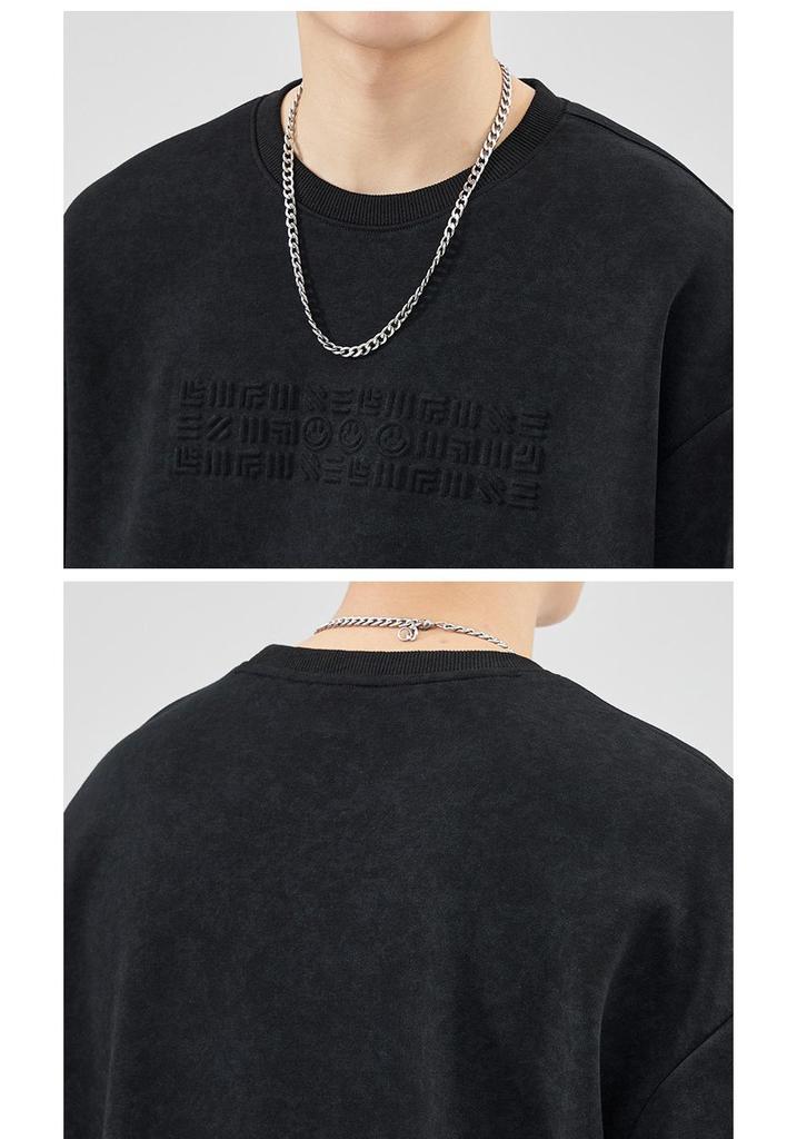 Men's Stamped Hoodie: Autumn/Winter Cotton Casual Long Sleeve T-shirt with Plus Velvet