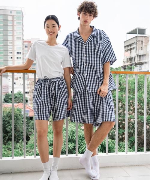 [OGGITT] Residence Gingham Check Pajamas Dark Navy [Shipped from Korea] 100% Authentic M