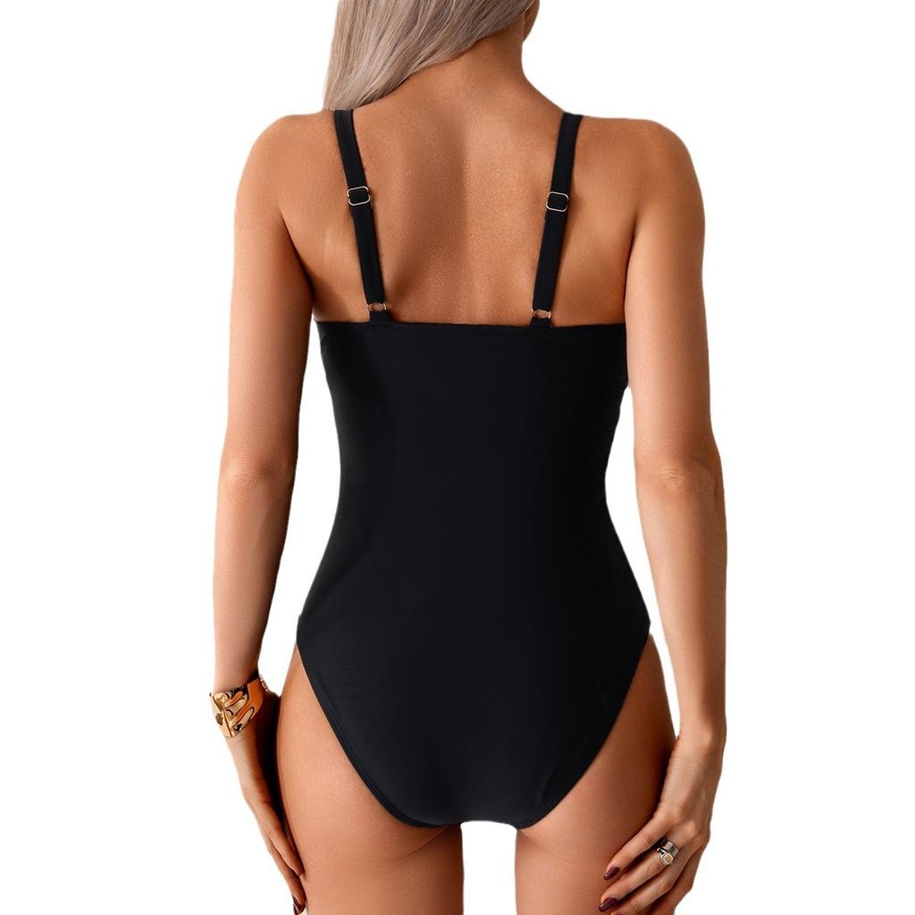 European and American Style Women’s Solid Color Bathing Suit Sexy One-Piece Swimsuit, Bikini Swimwear