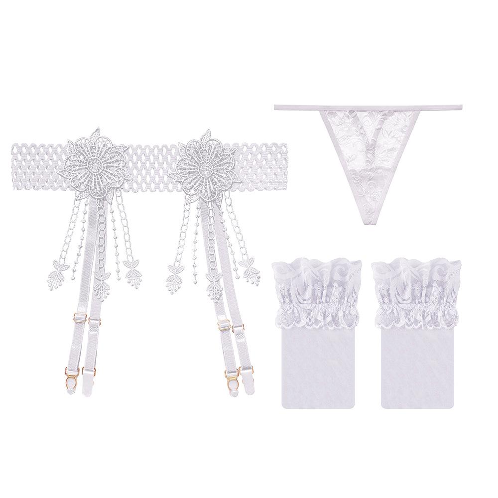 Sexy Women lingerie Stockings Garter Belt Set Lace Tassel Open Crotch Lingerie Sexy Hot Erotic Lace Porn Erotic Lingerie