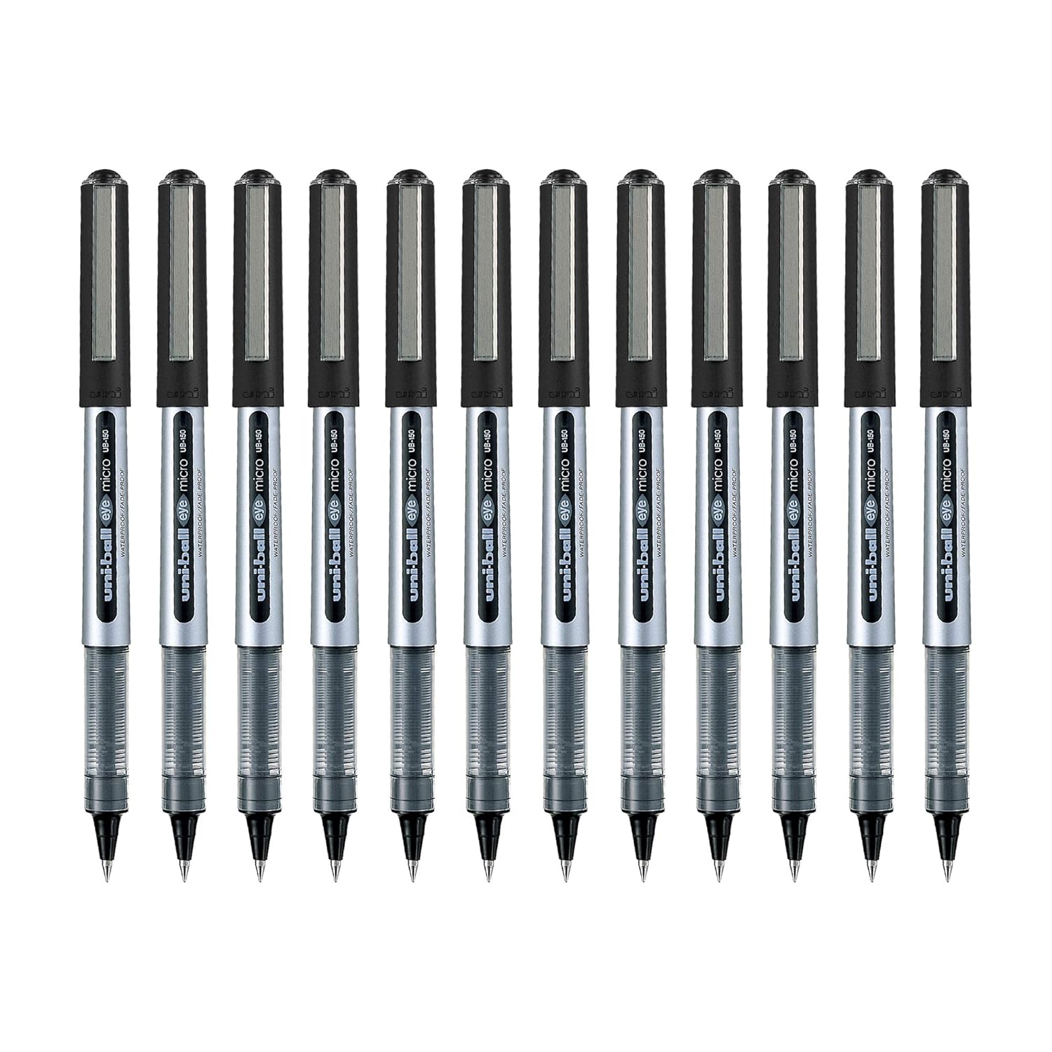 Uni-ball Eye UB150 0.5mm Roller Ball Pen Black Ink Pack of 12 Smooth Writing Office Supplies