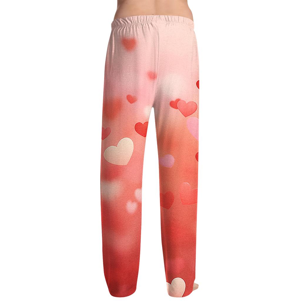 Men's Valentine's Day Printed Drawstring Long Pants Casual Pajamas