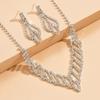 Women's jewelry wedding celebration accessories silver diamond necklace earrings set