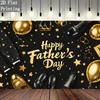 Stylish Father's Day Backdrop, Sleek Black and Gold Design with Men's Fashion Details, Festive Masculine Party Wall Decor