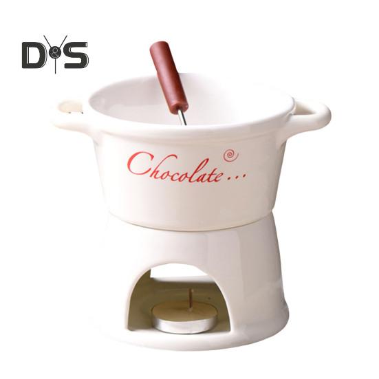 

Набор кружек для шоколадного фондю, керамическая кружка для плавления шоколада с вилкой, свеча для свечей, горшочек для фондю для шоколадного сыра, масла B белый