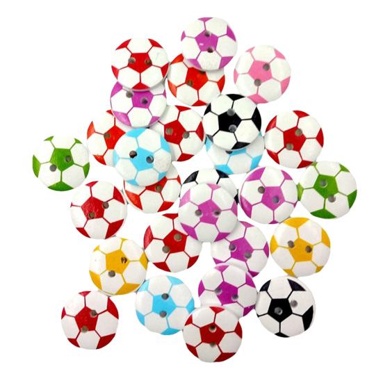 50 Stücke Runde Form 2 Löcher Fußball Fußball Holzknopf zum Nähen Scrapbooking