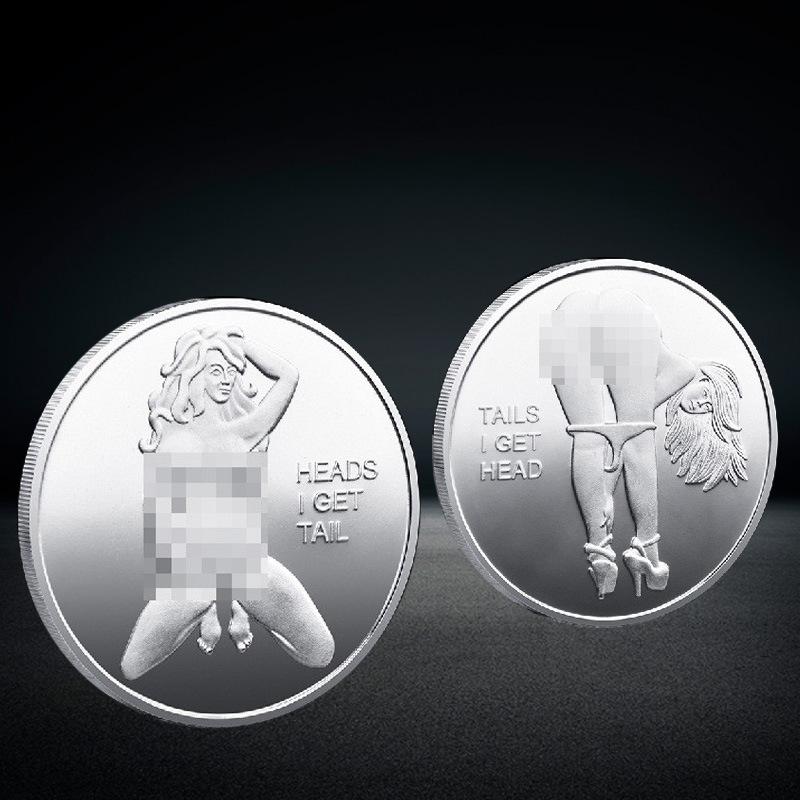 Moneta Ragazza Sexy, Moneta Portafortuna, Moneta Commemorativa in Argento Dorato di Bellezza, Moneta Sexy, Artigianato Divertente con Monete, Regalo di Natale, Pensierini per la Befana