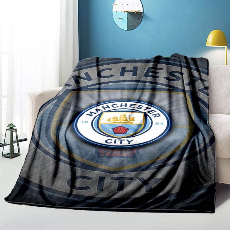 Couverture imprimée City Football Club Couvertures douces en flanelle pour canapé lit Cadeaux pour hommes femmes Couverture de pique-nique Cadeaux de Noël