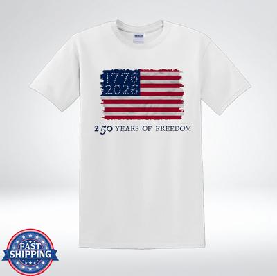 USA 250 Years of Freedom 1776 2026 American Flag Patriotic Graphic T-Shirt