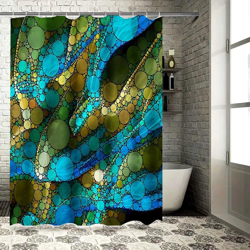 

Blue Green Gold Round Shape Shower Curtain Waterproof Polyester Bath Decor Customizable Size Available In Various Patterns 3D Pr W60H190(CM)-1 Pcs