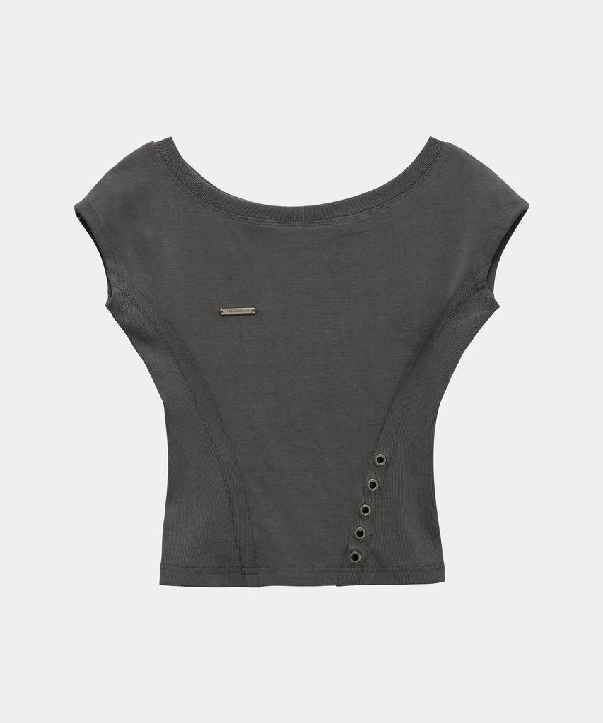 ETRE AU SOMMET Pigment Damage Panel Short Top (Dark Gray)