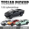 Maßstab 1/32 Tesla Pickup Truck Legierungsmodell Kinderauto Spielzeug Rückzug Sound Licht Zweitürer Auto Druckguss Spielzeug Festivalgeschenk