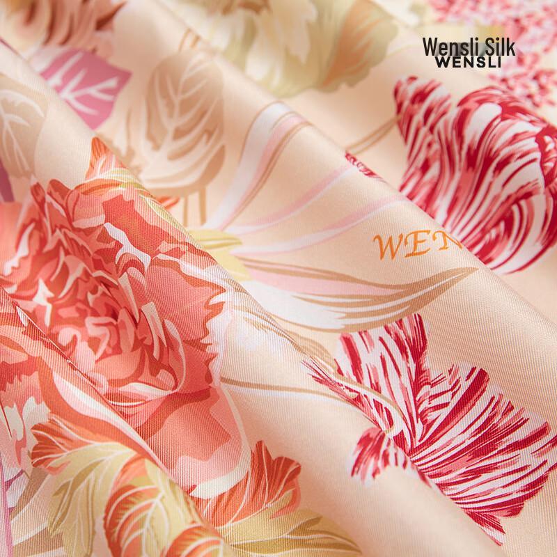 WENSLI Hibiscus Bloom 100% Mulberry Silk Scarf