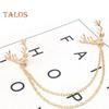 Men Lapel Pin Antler Decor Double Chains Anti-slip Dress-up Polished Suit Coat Collar Pin Coat Brooch Adult Clothes Hats Bags Jewelry