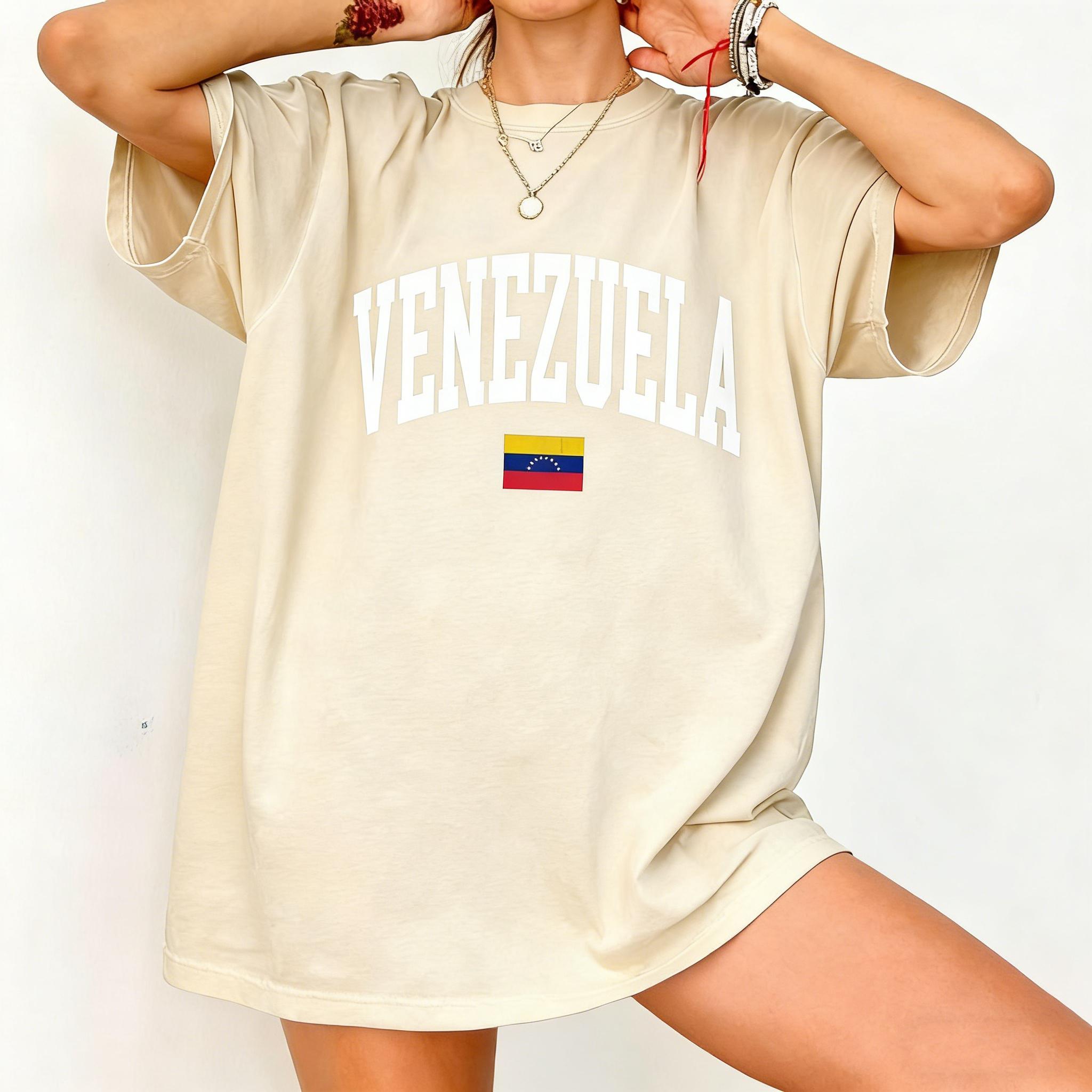 Distressed Venezuela Unisex TShirt Vintage Varsity Style Venezuelan Flag Graphic Tee Latin America Gift Printed Tshirt Tops S