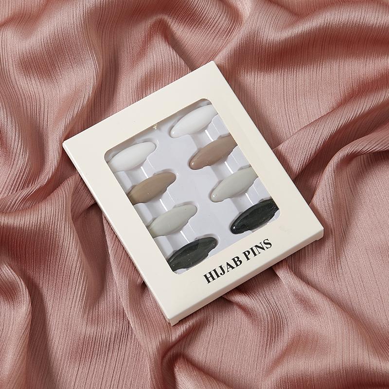 Fashion Muslim Scarf Hijab Pins Oval Plastic Brooches For Women Mixed Colors Clips Fixed Safely Pin Accessories 8PcsBox