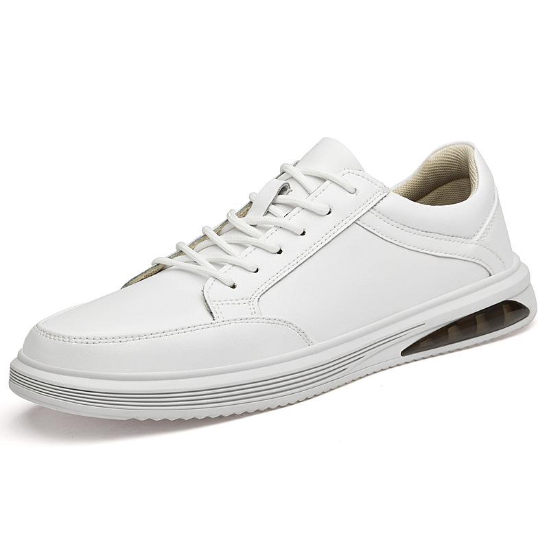 Men s Trendy Lace-up Cowhide Casual Shoes - Large Size White Summer Sneakers 39