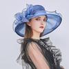 Women's Summer Foldable Sun Hat: European & American Style Fedora with Flower Organza Design