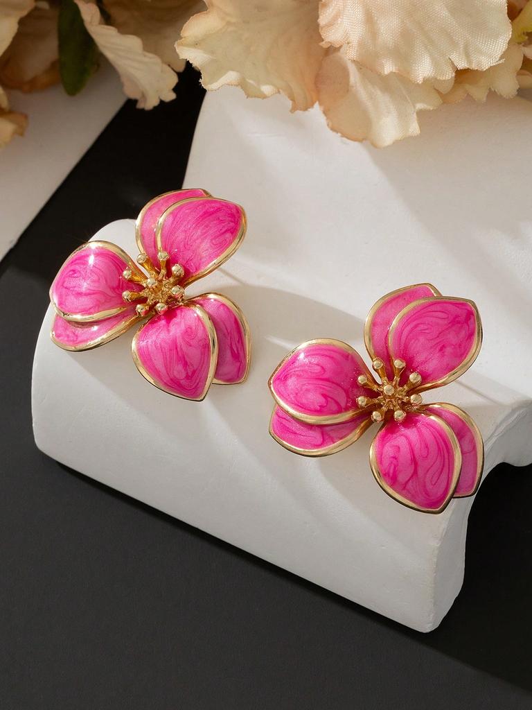 1pair Lovely Seaside Floral Drop Stud Earrings For Women
