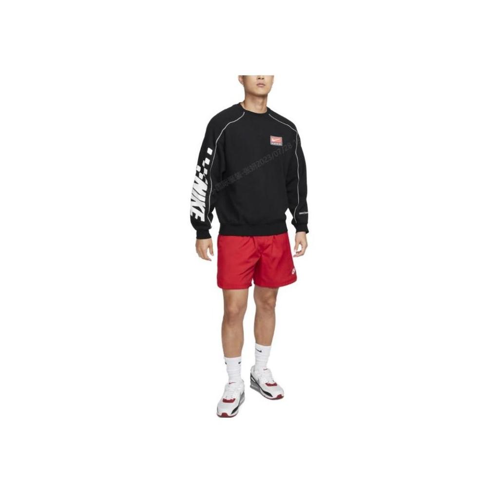 Nike Letter Print Loose Fit Crew Neck Long Sleeve Sweatshirt Men Sweatshirt Black FB7261-010
