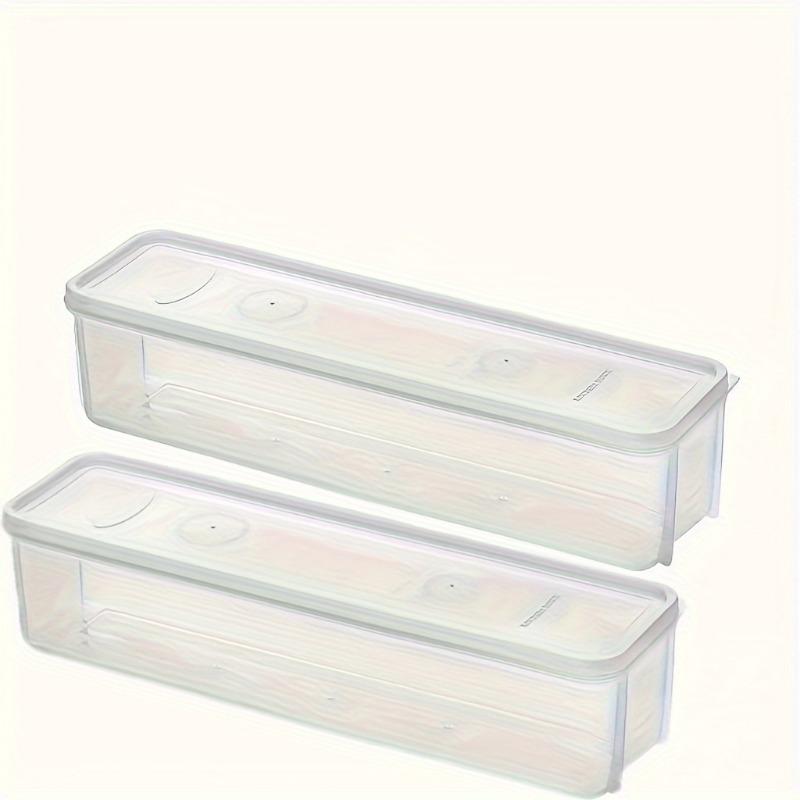 2/4PCS Long Rectangular Food Storage Containers, Plastic Reusable Refrigerator Organizer Boxes Kitchen Accessories