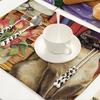 45X30cm Cute Cat Flower Pattern Placemat Dining Table Mats Cotton Linen Drink Coaster Western Pad Cup Mat For Home Decor Gifts