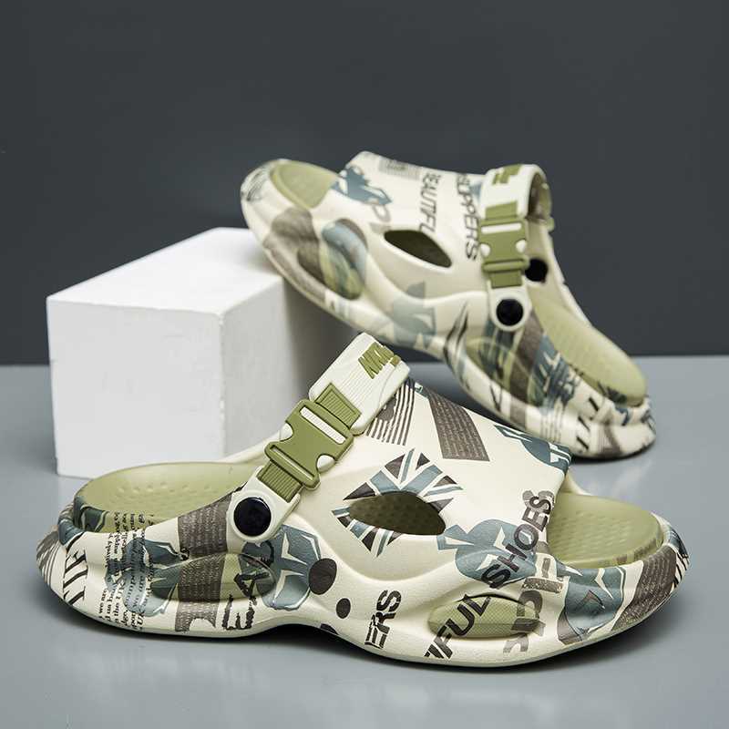 

Тапочки мужские лето 2025 новые мужские износостойкие интернет-знаменитости супер огонь уличные спортивные наступающие на дерьмо пляжные сандалии 46