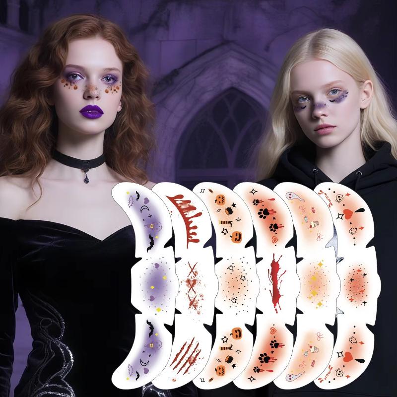 6Pcs/Set Face-Applied Makeup Tattoo Stickers With Various Patterns Atmosphere Sensation Stickers For Holiday Decoration