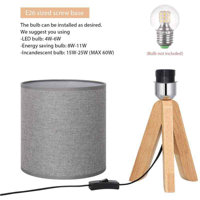 Modern Minimalist Wood Tripod Table Lamp for Hotel, Bedroom, or Study Room
