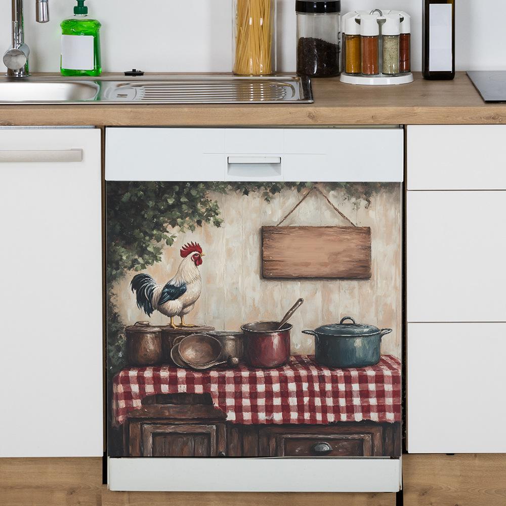 Rustic Rooster Kitchen Dining Cabinet Home Background Beautification Decorative Stickers