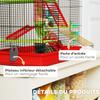 Cage for Hamsters, Mice, and Small Rodents with Tunnel, Feeder, Wheel, and Toy, 47 X 30 X 59 Cm, Red