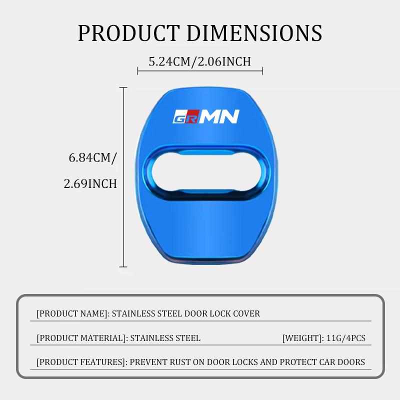 For Toyota 4Pcs Car Door Lock Cover Stainless Steel Protection Accessories GR Yaris Corolla Prius Aqua Vios Mirai Hilux Auris