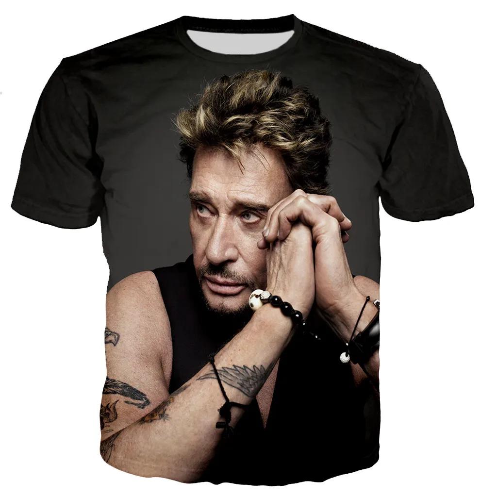Most Popular Pop Singer Johnny Hallyday 3D Printed T-shirt Men Women Rock Casual Streetwear Clothes Hip Hop Harajuku Tops